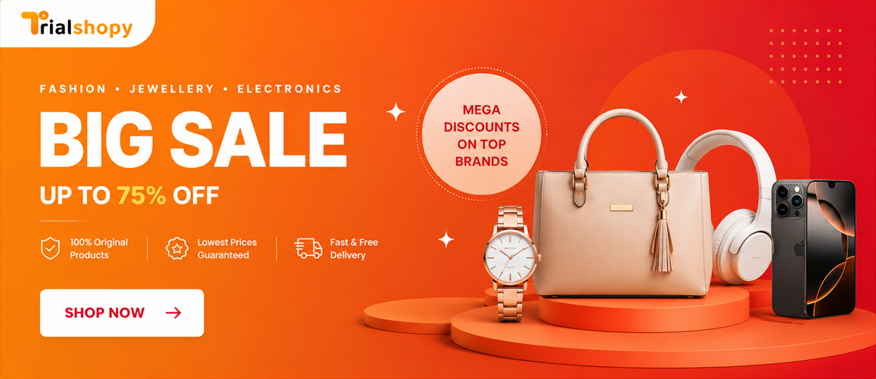 Big Sale — up to 75% off on fashion, jewellery and electronics